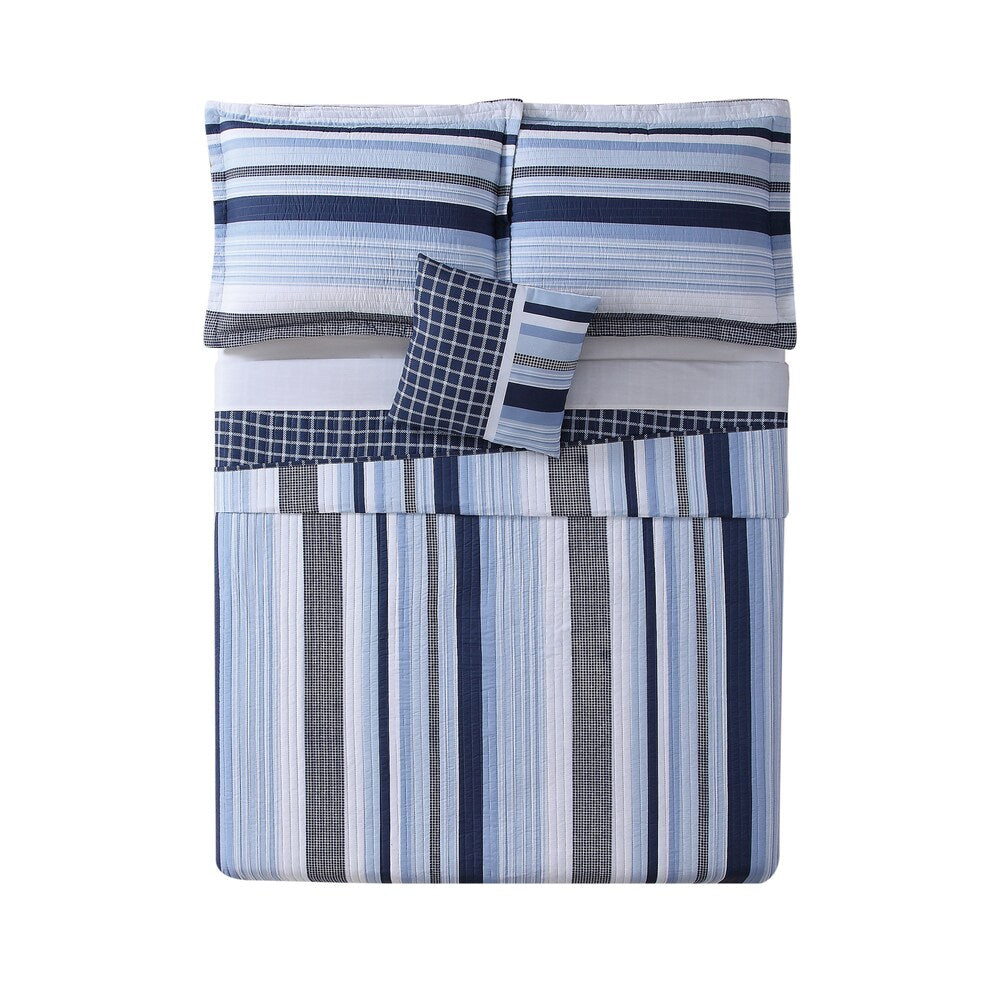 Ensemble de courtepointe 3 pièces My World Mason Stripe avec coussin décoratif en prime