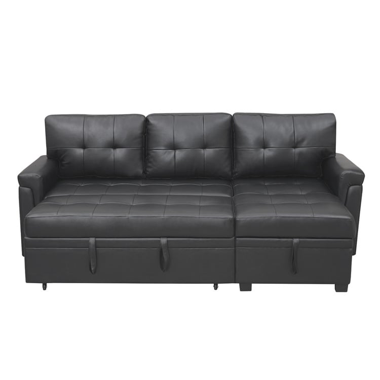 Canapé sectionnel convertible réversible avec lit gigogne, méridienne avec rangement dissimulé et pieds robustes