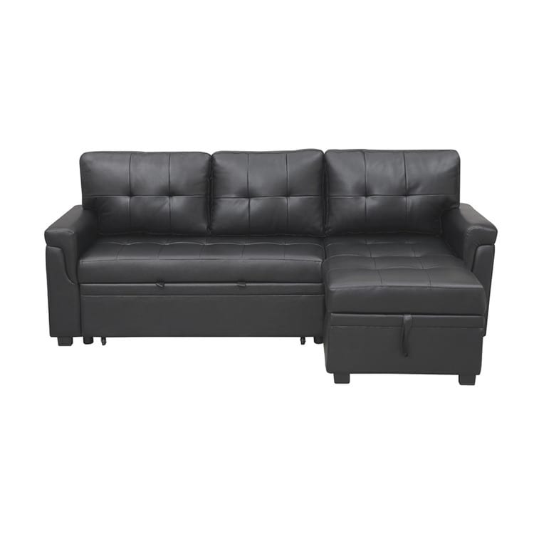 Canapé sectionnel convertible réversible avec lit gigogne, méridienne avec rangement dissimulé et pieds robustes