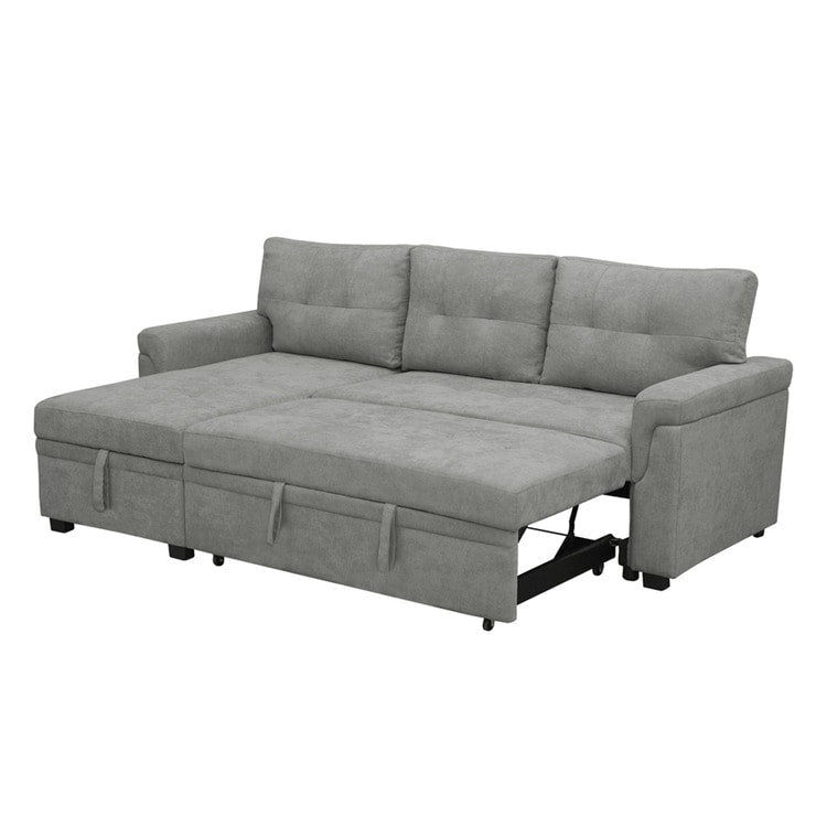 Canapé sectionnel convertible réversible avec lit gigogne, méridienne avec rangement dissimulé et pieds robustes
