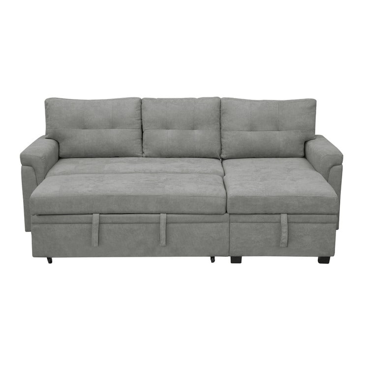 Canapé sectionnel convertible réversible avec lit gigogne, méridienne avec rangement dissimulé et pieds robustes