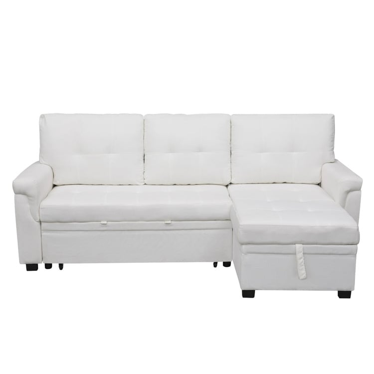 Canapé sectionnel convertible réversible avec lit gigogne, méridienne avec rangement dissimulé et pieds robustes