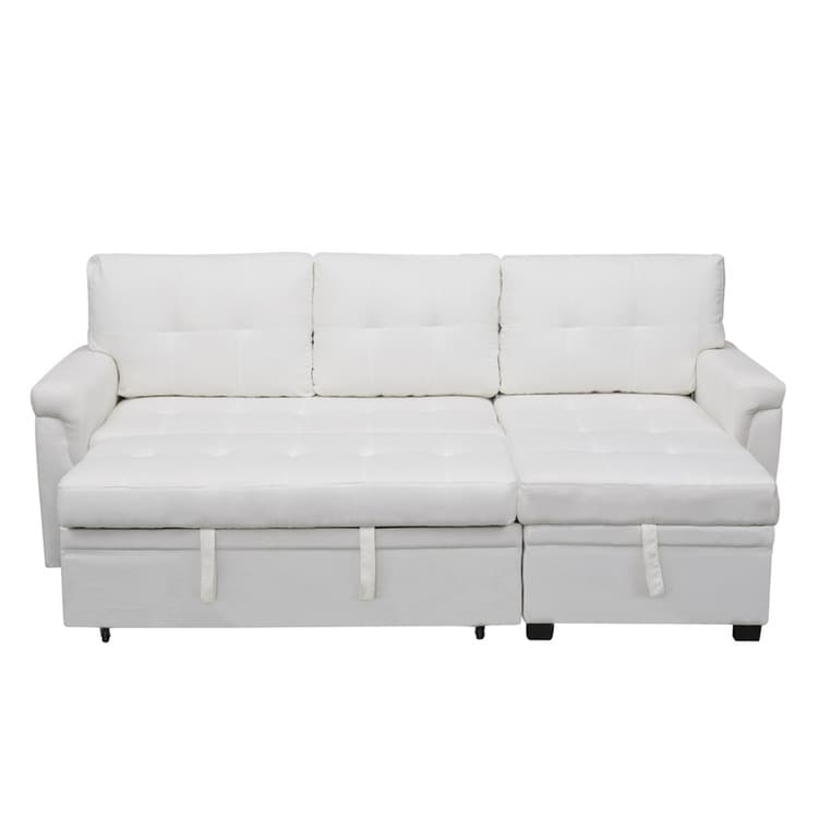 Canapé sectionnel convertible réversible avec lit gigogne, méridienne avec rangement dissimulé et pieds robustes