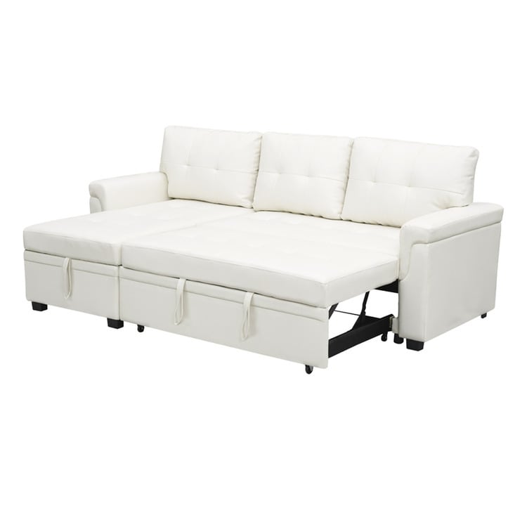 Canapé sectionnel convertible réversible avec lit gigogne, méridienne avec rangement dissimulé et pieds robustes