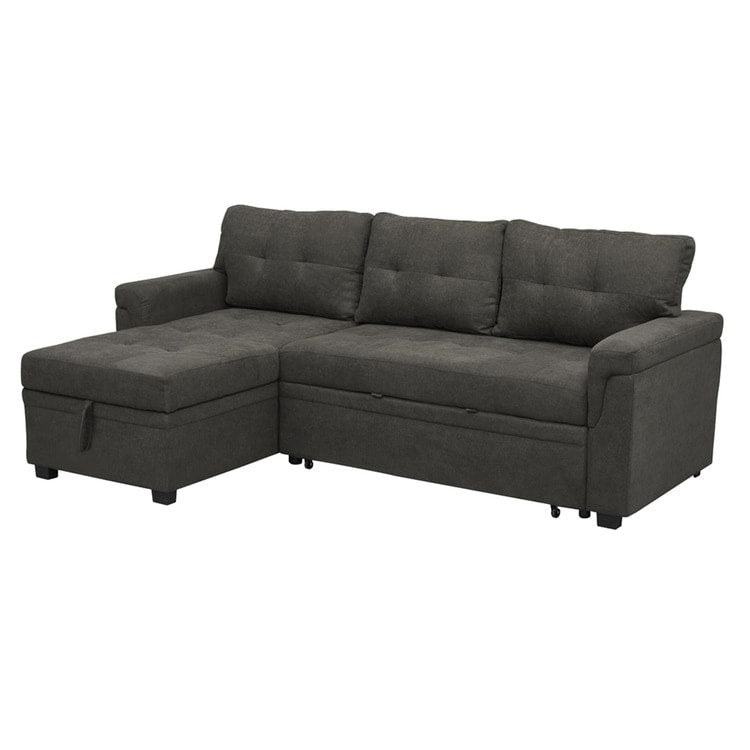 Canapé sectionnel convertible réversible avec lit gigogne, méridienne avec rangement dissimulé et pieds robustes