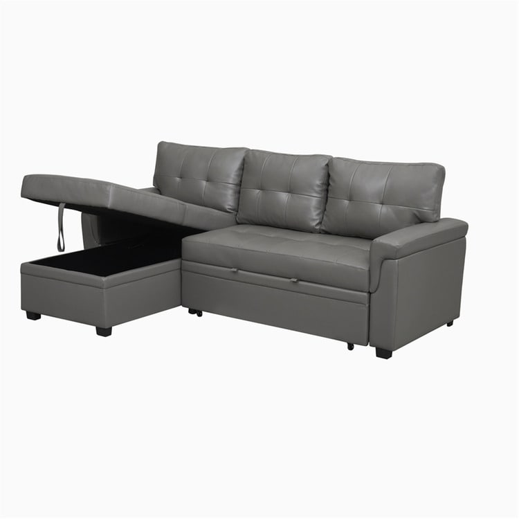 Canapé sectionnel convertible réversible avec lit gigogne, méridienne avec rangement dissimulé et pieds robustes