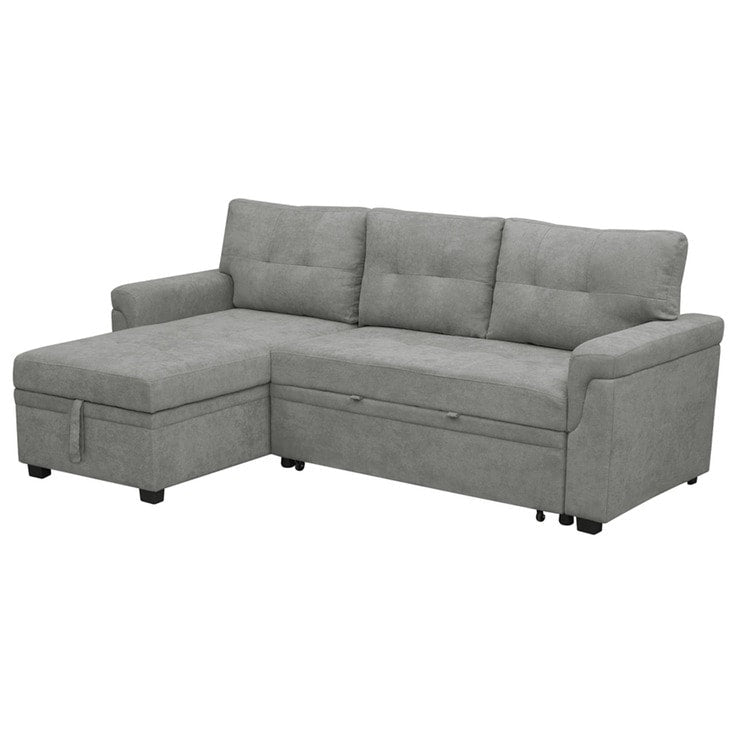 Canapé sectionnel convertible réversible avec lit gigogne, méridienne avec rangement dissimulé et pieds robustes