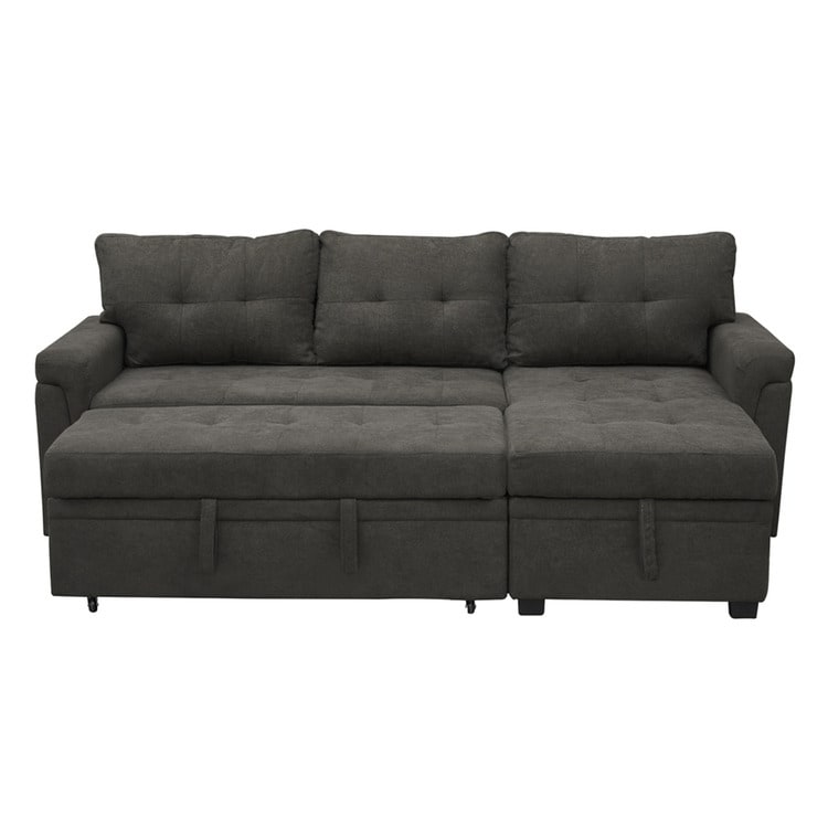 Canapé sectionnel convertible réversible avec lit gigogne, méridienne avec rangement dissimulé et pieds robustes