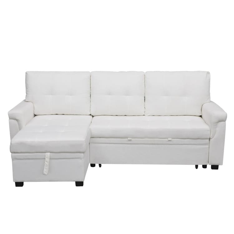 Canapé sectionnel convertible réversible avec lit gigogne, méridienne avec rangement dissimulé et pieds robustes