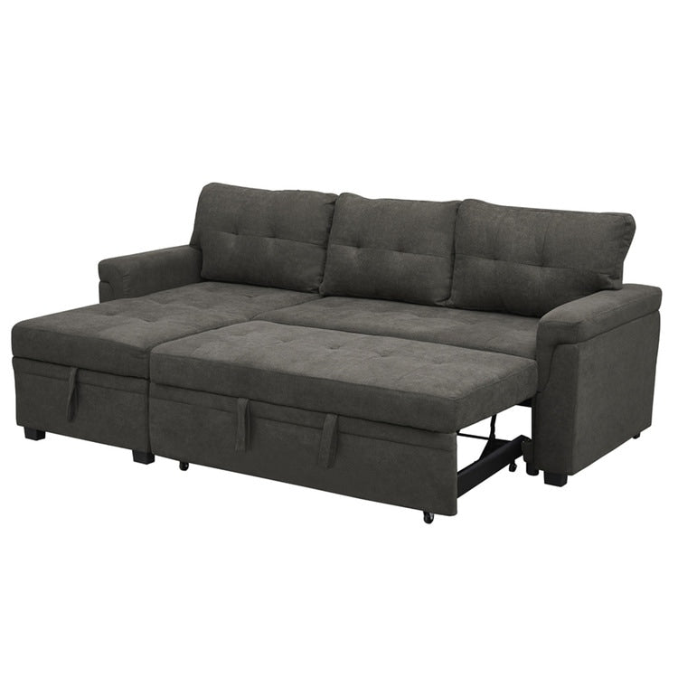 Canapé sectionnel convertible réversible avec lit gigogne, méridienne avec rangement dissimulé et pieds robustes