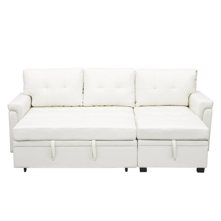 Canapé sectionnel convertible réversible avec lit gigogne, méridienne avec rangement dissimulé et pieds robustes