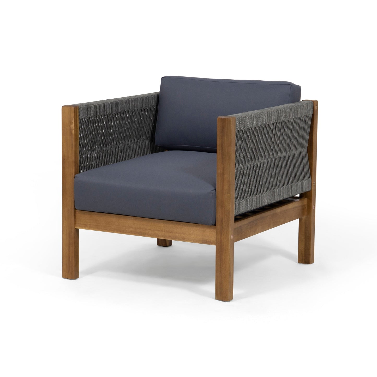Fauteuil club d'extérieur en bois d'acacia et corde Laurel par Christopher Knight Home