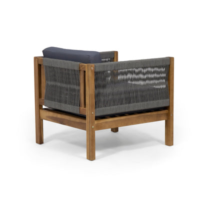 Fauteuil club d'extérieur en bois d'acacia et corde Laurel par Christopher Knight Home