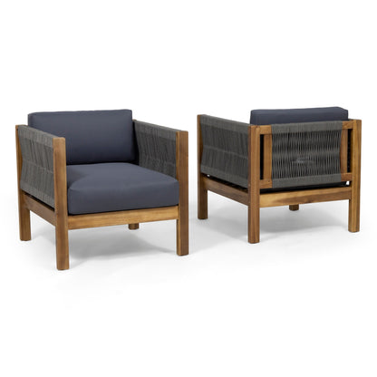 Fauteuil club d'extérieur en bois d'acacia et corde Laurel par Christopher Knight Home