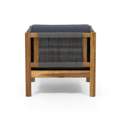 Fauteuil club d'extérieur en bois d'acacia et corde Laurel par Christopher Knight Home