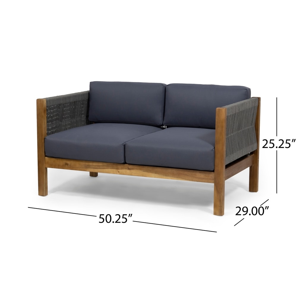 Ensemble de salon de jardin moderne en bois d'acacia Laurel, 4 pièces, par Christopher Knight Home