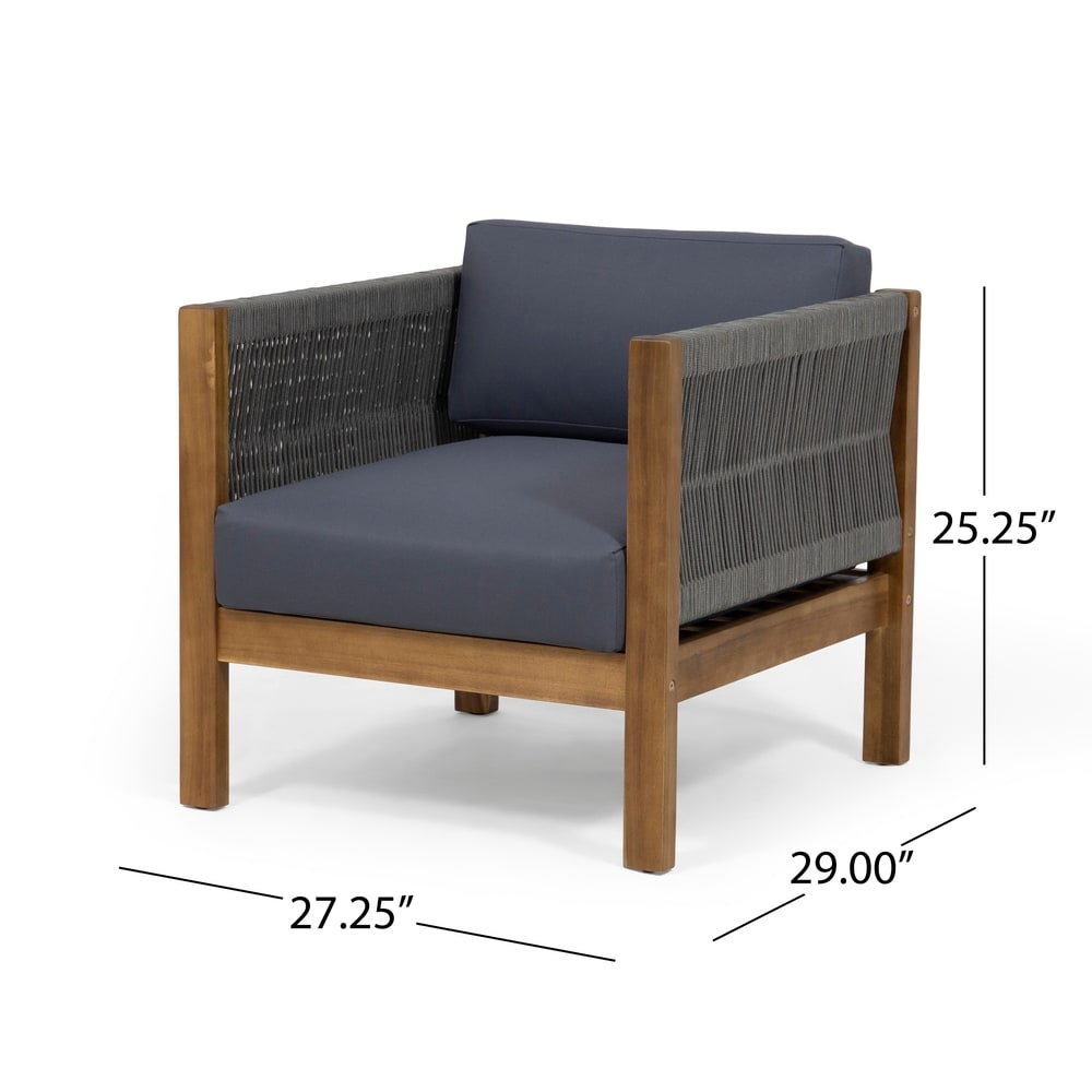Ensemble de salon de jardin moderne en bois d'acacia Laurel, 4 pièces, par Christopher Knight Home