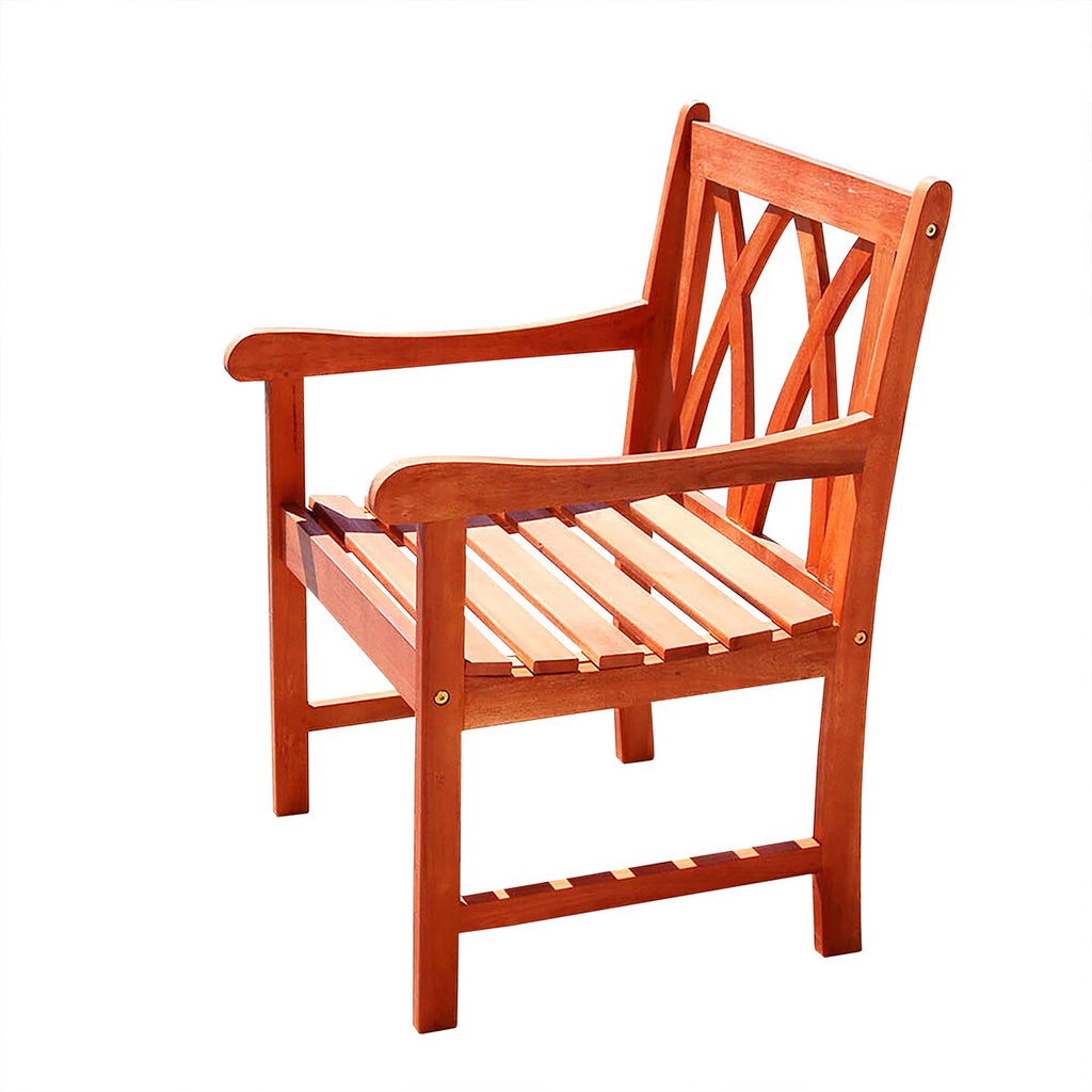 Ensemble de salle à manger de patio Lazarus 5 pièces en bois tropical brun rougeâtre avec table et fauteuils