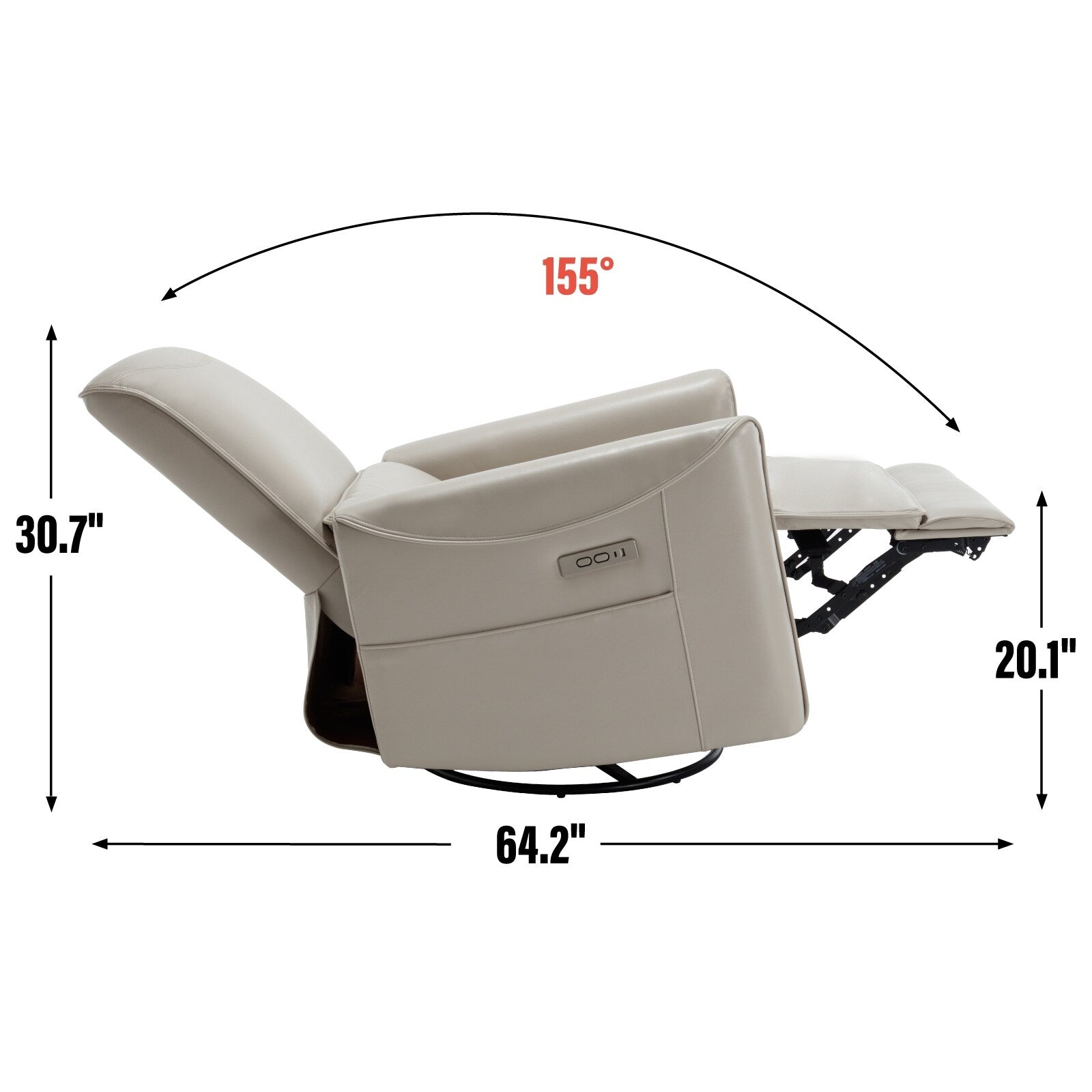 Fauteuil inclinable pivotant et à bascule Lazy Boy, canapé simple de salon avec ports USB et Type-C, mécanisme de mouvement robuste