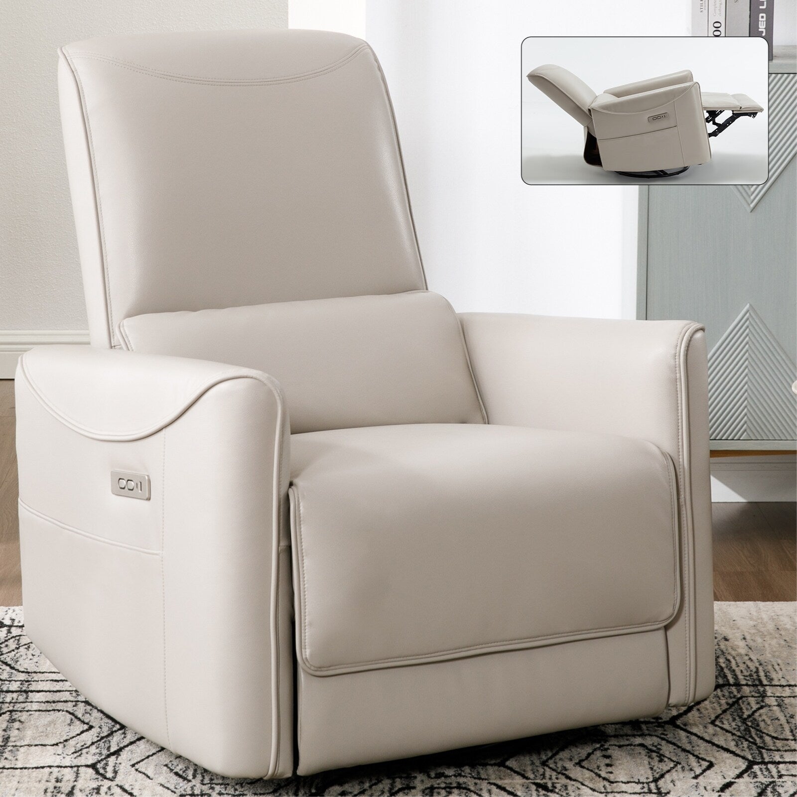 Fauteuil inclinable pivotant et à bascule Lazy Boy, canapé simple de salon avec ports USB et Type-C, mécanisme de mouvement robuste