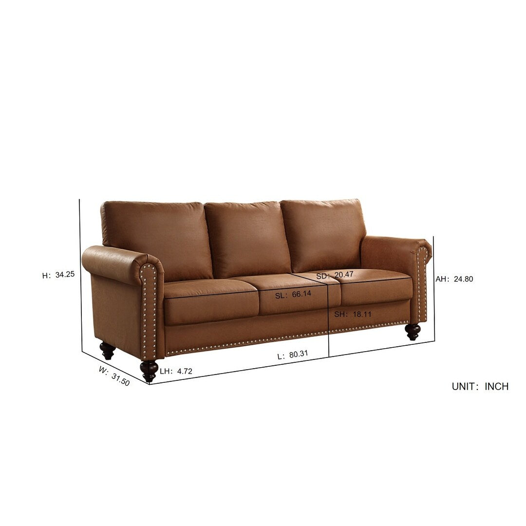 Canapé en similicuir marron - 31,50 x 80,31 x 34,25