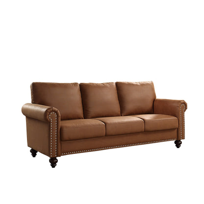 Canapé en similicuir marron - 31,50 x 80,31 x 34,25