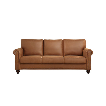 Canapé en similicuir marron - 31,50 x 80,31 x 34,25