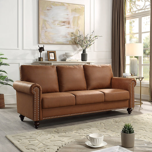Canapé en similicuir marron - 31,50 x 80,31 x 34,25