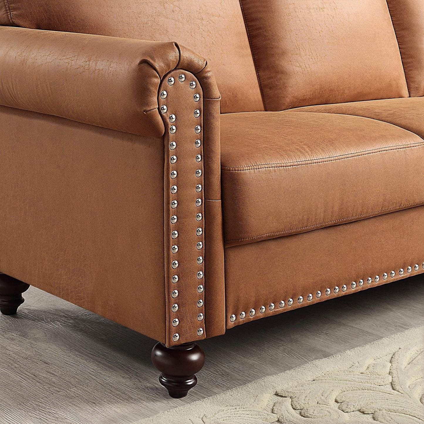 Canapé en similicuir marron - 31,50 x 80,31 x 34,25