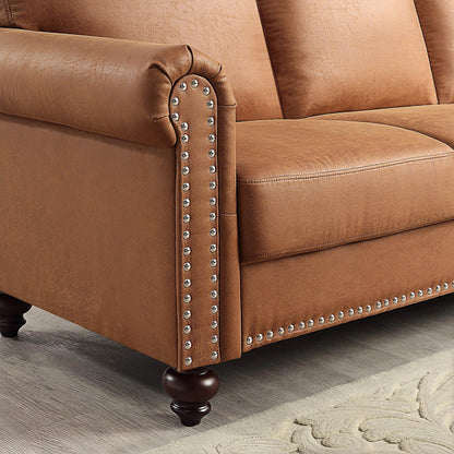 Canapé en similicuir marron - 31,50 x 80,31 x 34,25