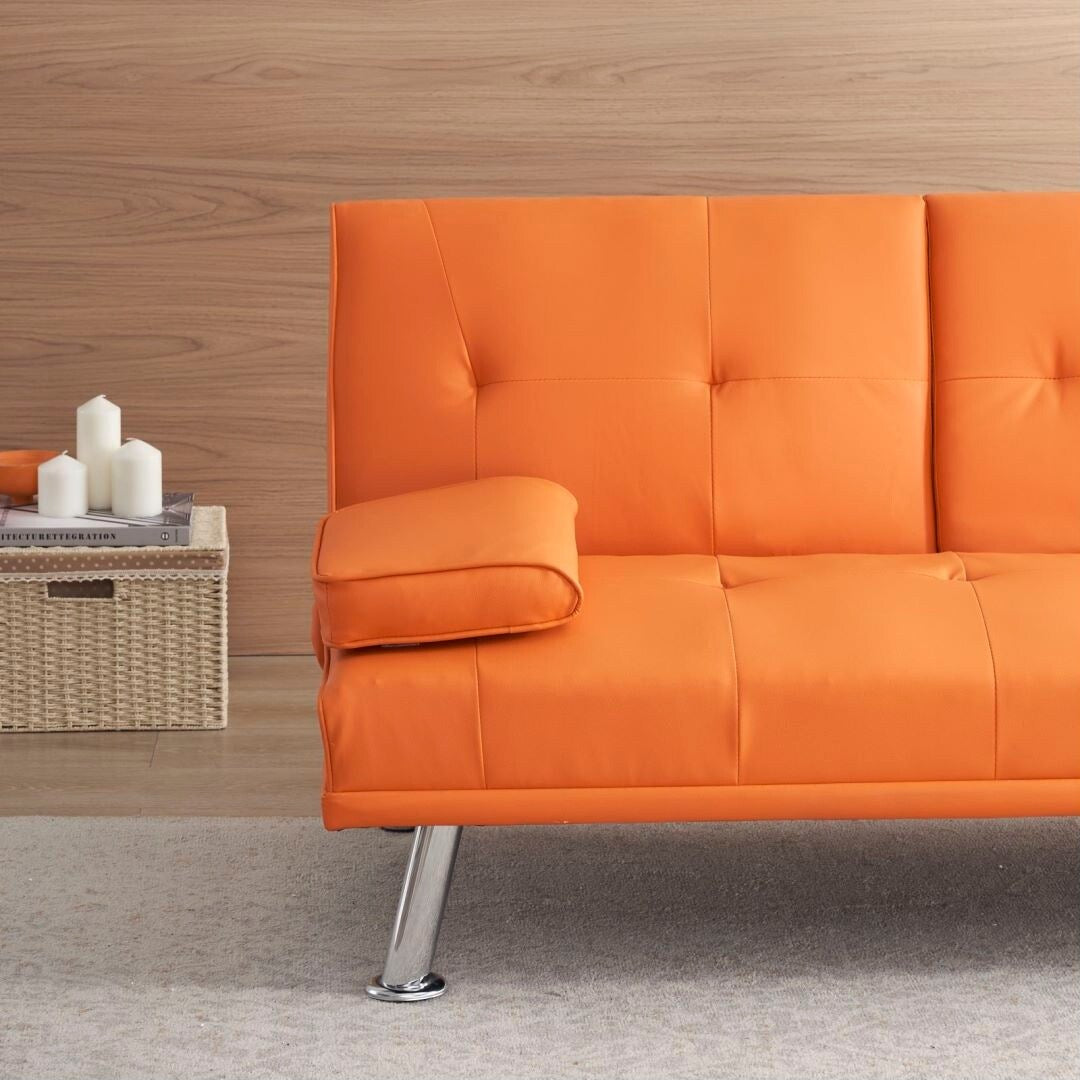 Canapé-lit double pliant multifonctionnel en cuir pour bureau avec table basse
