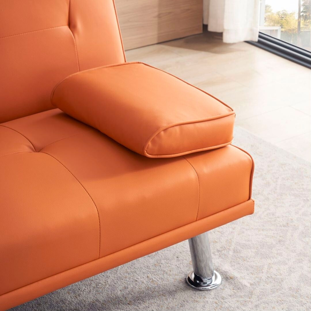 Canapé-lit double pliant multifonctionnel en cuir pour bureau avec table basse
