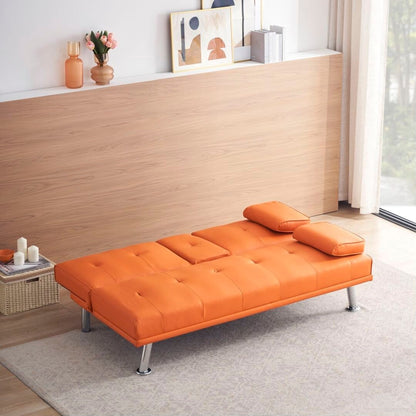 Canapé-lit double pliant multifonctionnel en cuir pour bureau avec table basse