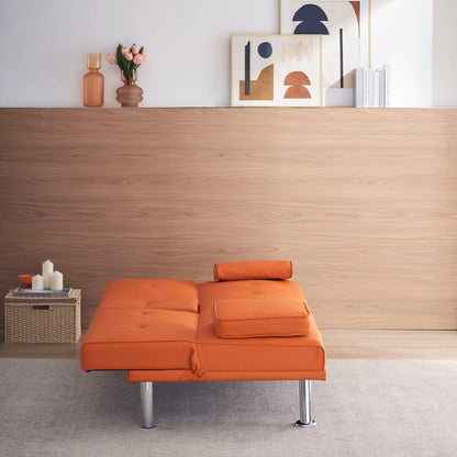 Canapé-lit double pliant multifonctionnel en cuir pour bureau avec table basse