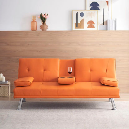 Canapé-lit double pliant multifonctionnel en cuir pour bureau avec table basse
