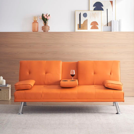 Canapé-lit double pliant multifonctionnel en cuir pour bureau avec table basse