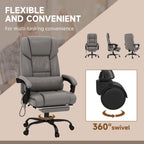 Chaise de bureau en cuir avec massage par vibrations à 6 points, télécommande, dossier inclinable, repose-pieds et hauteur réglable