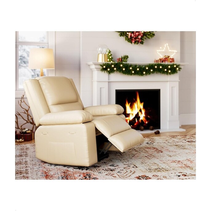 Fauteuil inclinable électrique en cuir avec chauffage et massage