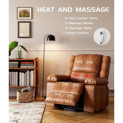 Fauteuil inclinable électrique en cuir avec chauffage et massage