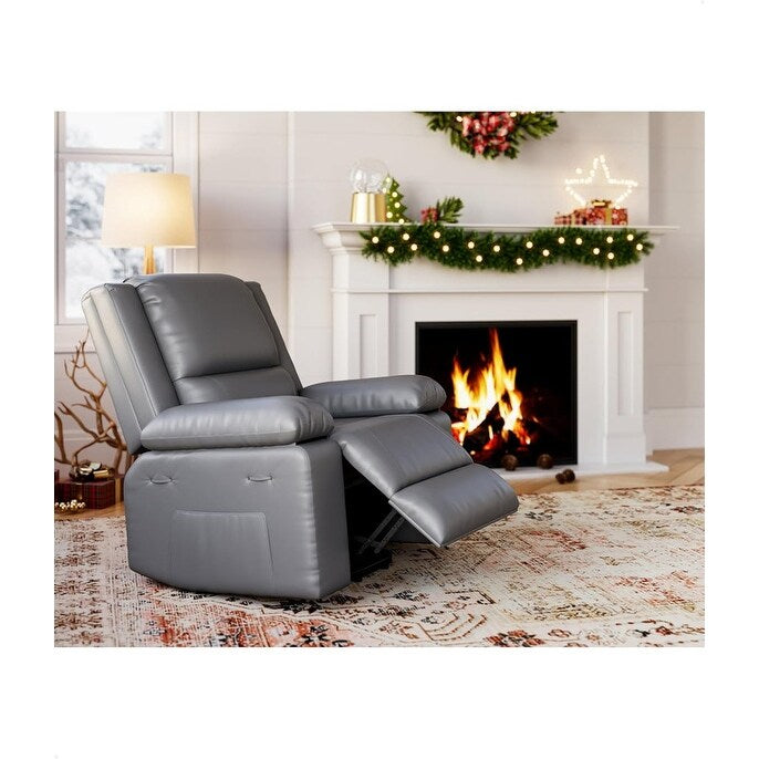 Fauteuil inclinable électrique en cuir avec chauffage et massage