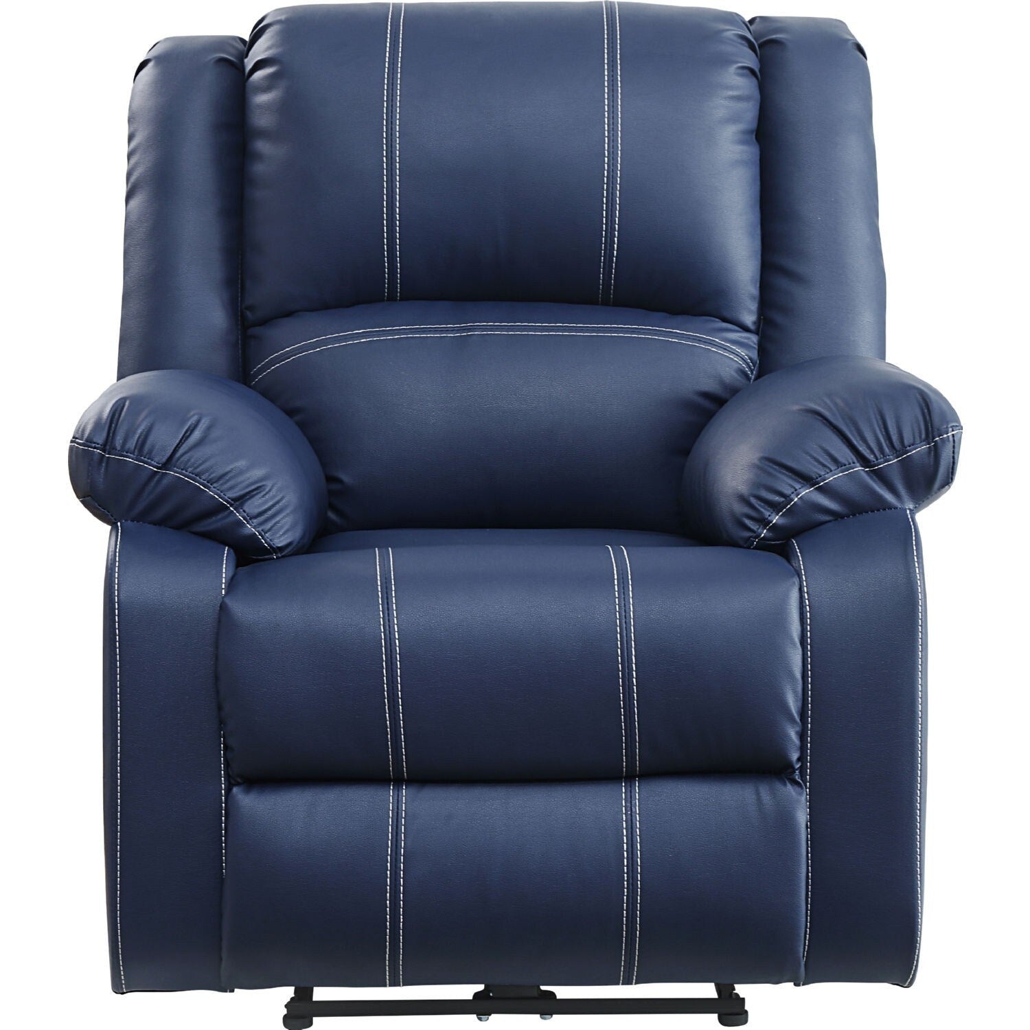 Canapé inclinable électrique en similicuir avec accoudoirs coussinés, bleu