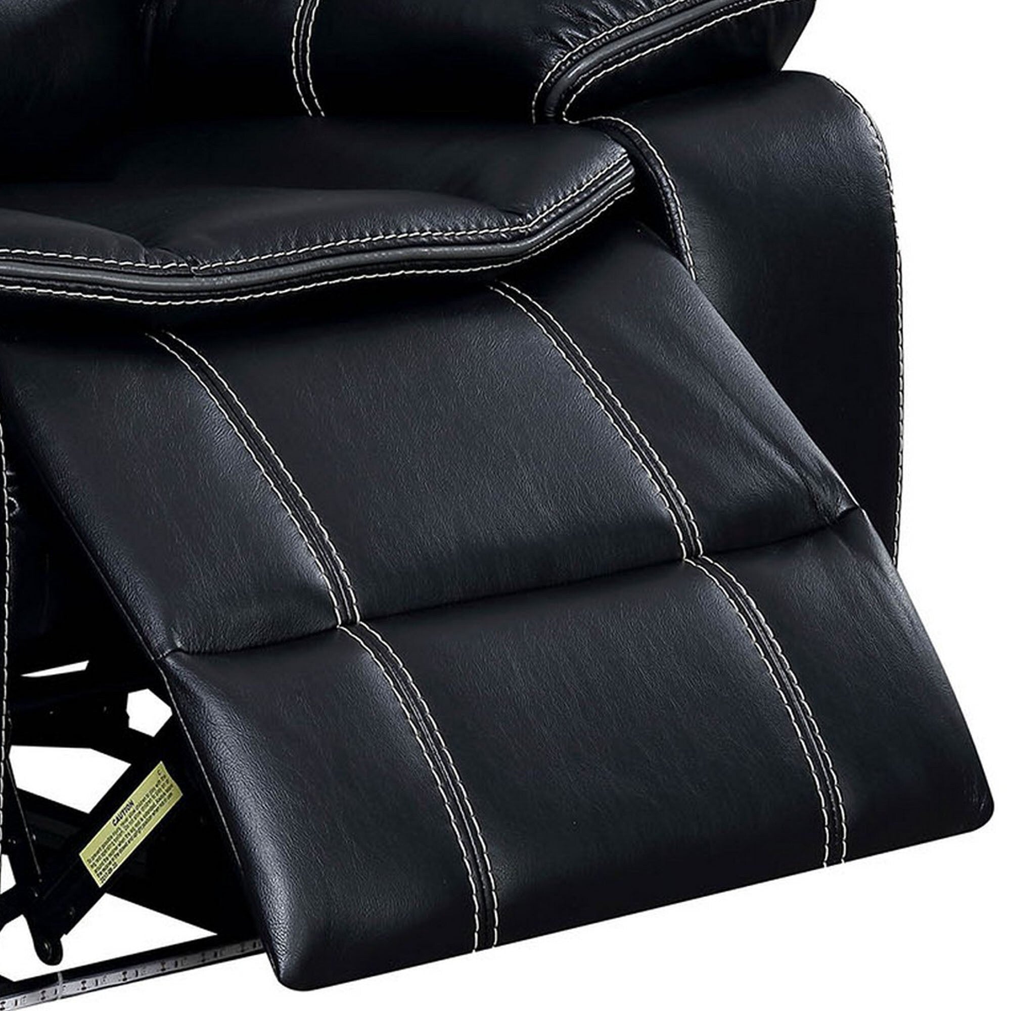 Fauteuil inclinable électrique en similicuir avec porte-gobelets et rangement, noir