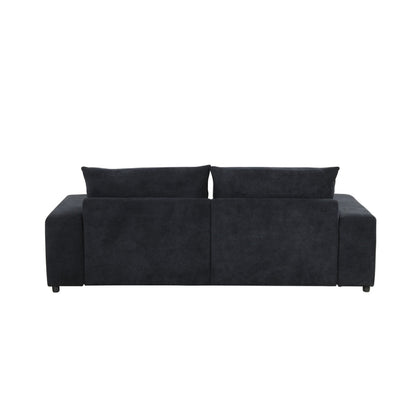 Canapé-lit surdimensionné Leena avec 2 coussins décoratifs, tissu noir, 223 cm