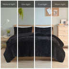 Ensemble de mini-couette à poils longs Leena au design intelligent