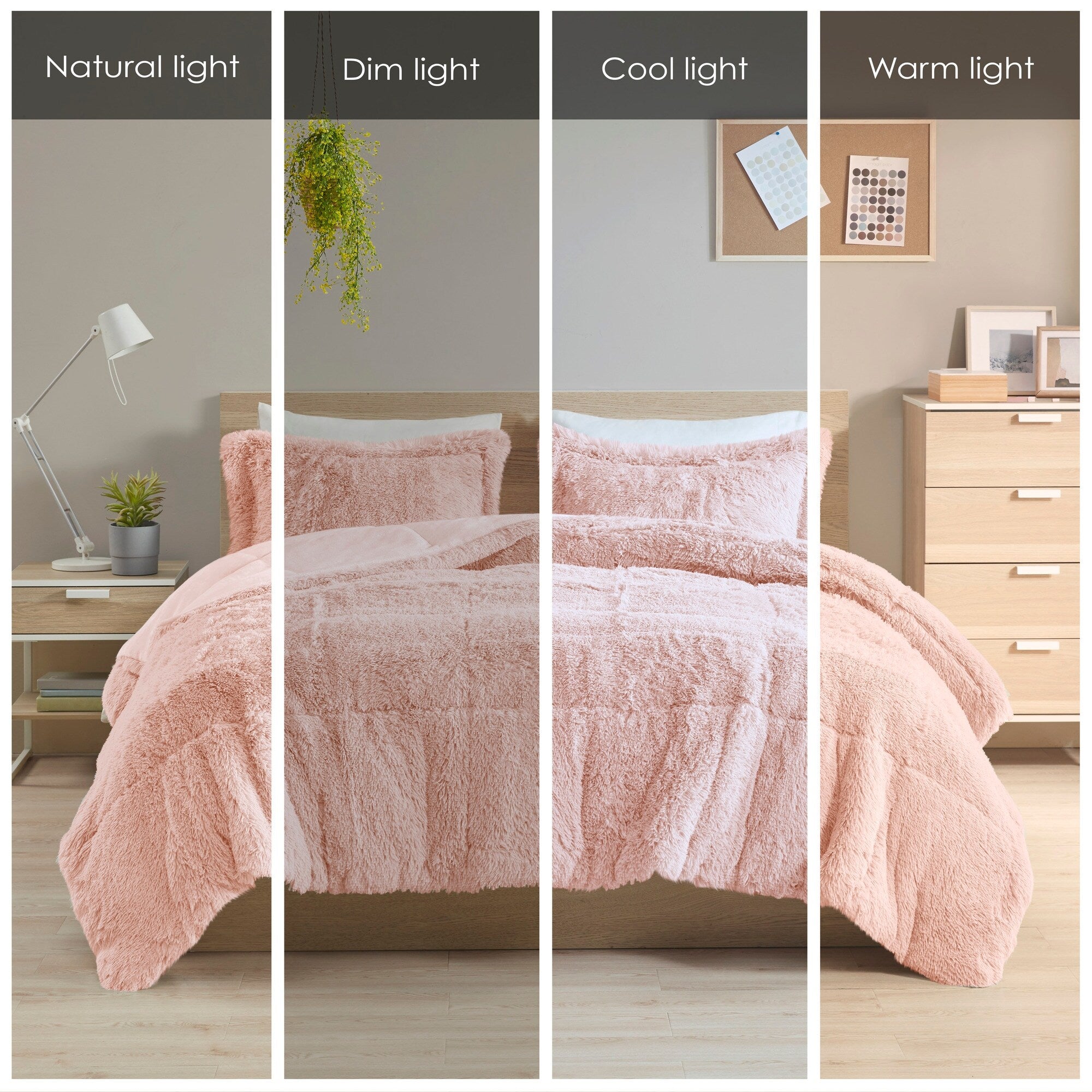 Ensemble de mini-couette à poils longs Leena au design intelligent