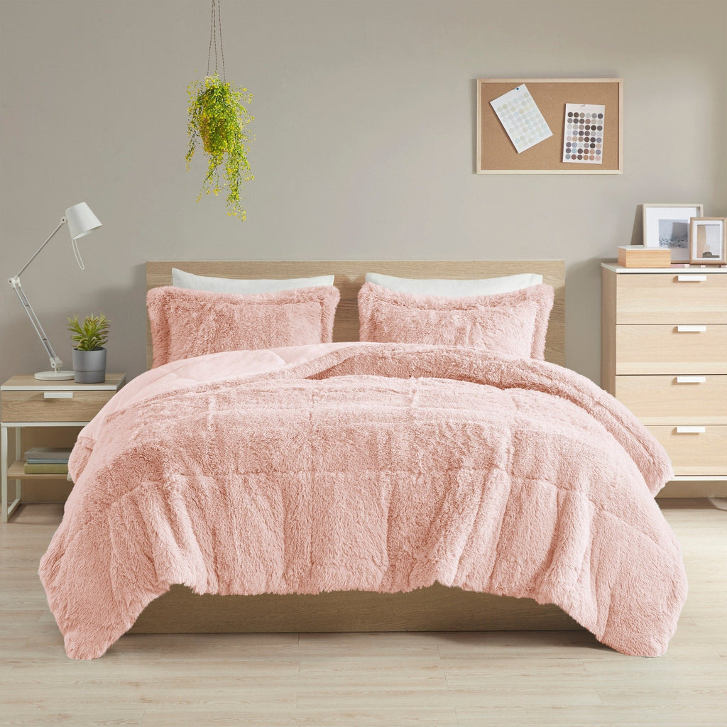 Ensemble de mini-couette à poils longs Leena au design intelligent