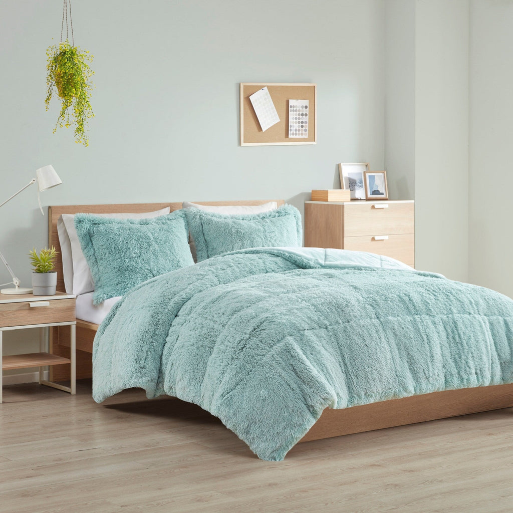 Ensemble de mini-couette à poils longs Leena au design intelligent