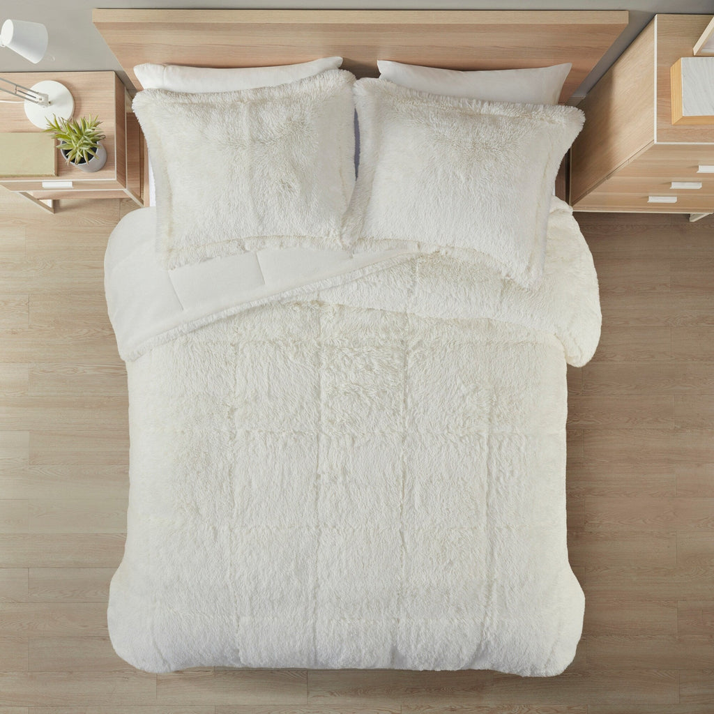 Ensemble de mini-couette à poils longs Leena au design intelligent