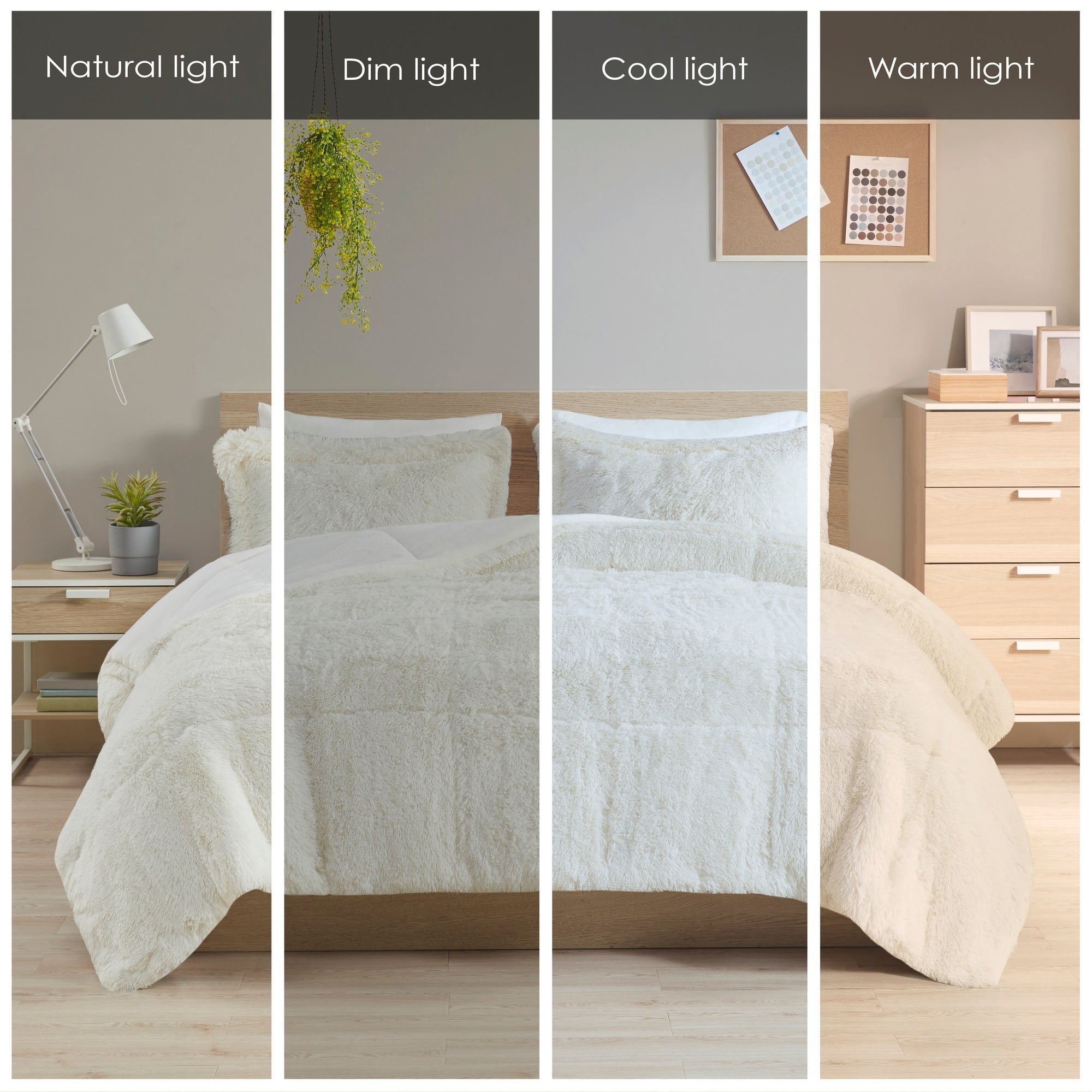 Ensemble de mini-couette à poils longs Leena au design intelligent