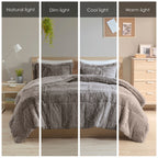 Ensemble de mini-couette à poils longs Leena au design intelligent